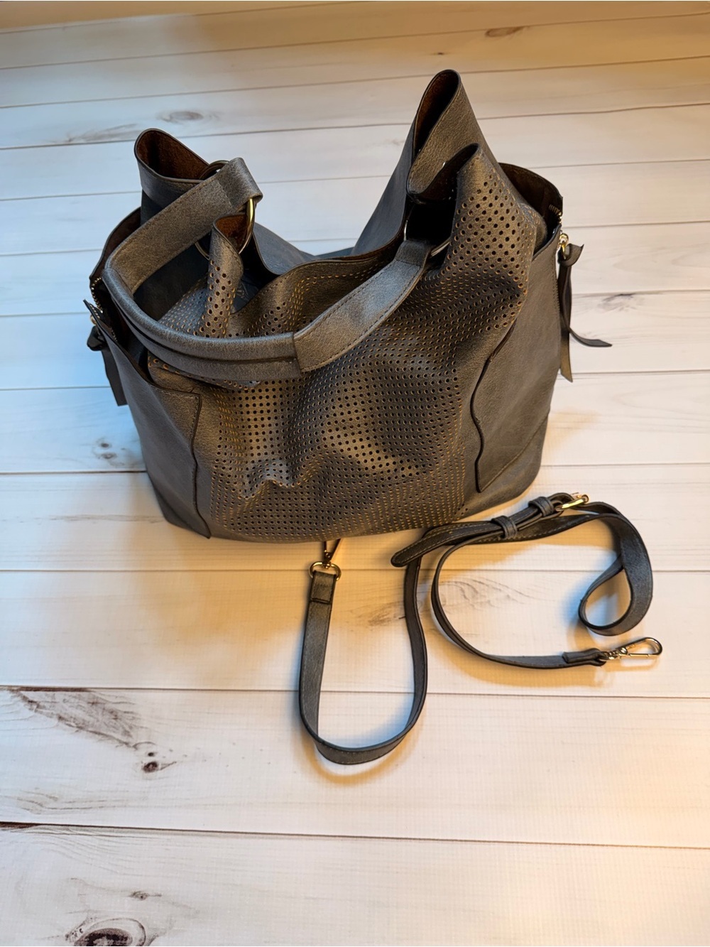 Women’s Perforated Hobo Bag - Lightweight Everyday Tote